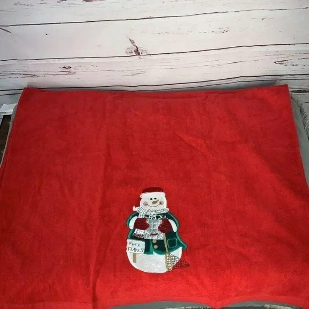 Saturday Knight Ltd Vintage‎ 90'S Y2K Red Snowman Bath Towel 42